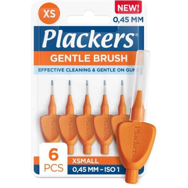 Plackers Gentle Brush Skonsam Mellanrumsborste Orange XS (0,45 mm) 6 st