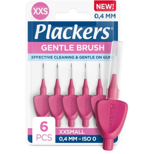 Plackers Gentle Brush Skonsam Mellanrumsborste Rosa XXS (0,4 mm) 6 st