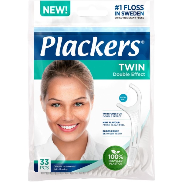 Plackers Twin Tandtrådsbyglar Mintsmak 33 st