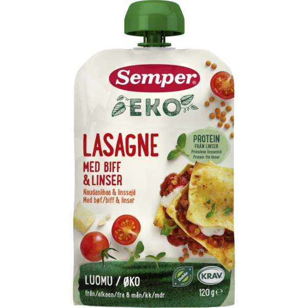 Semper EKO Lasagne Biff & Linser 120 g