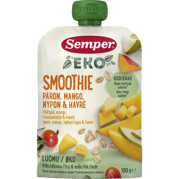 Semper EKO Smoothie Päron Mango Nypon & Havre 100 g