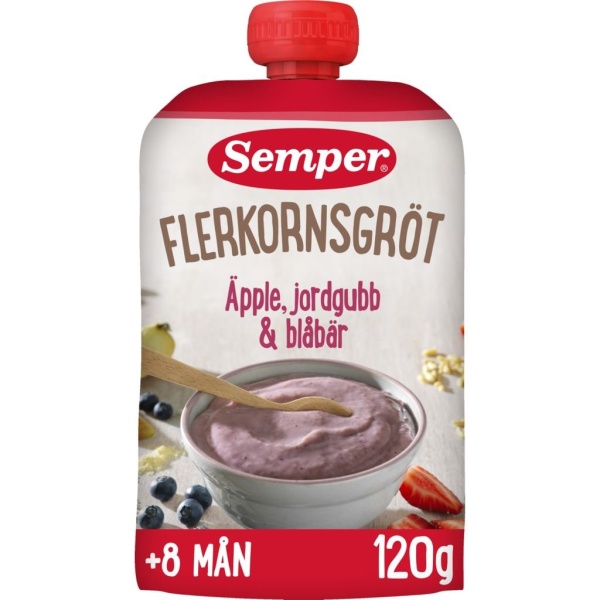 Semper Flerkornsgröt Äpple, Jordgubb & Blåbär 120 g