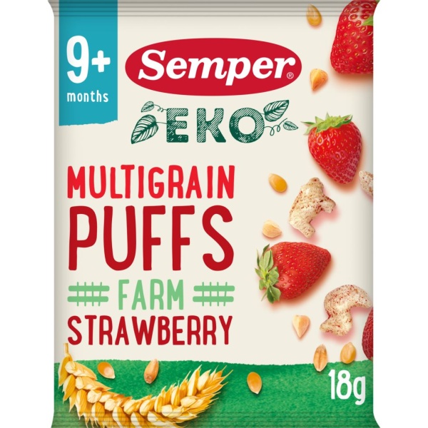 Semper Multigrain Puffs Strawberry EKO 18 g