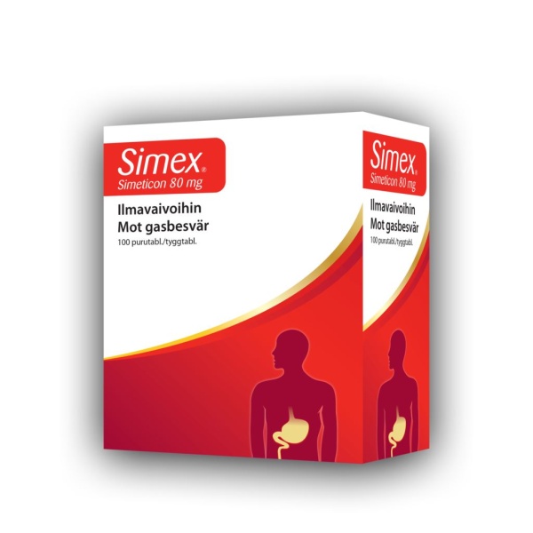Simex Mot Gasbesvär Simetikon 80 mg 100 tuggtabletter