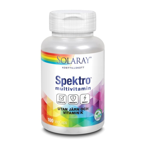 Solaray Spektro Multivitamin Utan Järn & K-vitamin 100 kapslar