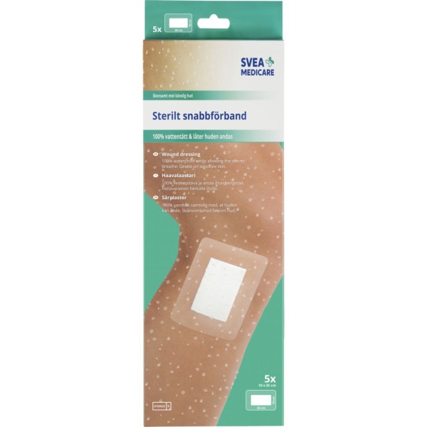 Svea Medicare 100% Vattentätt Sterilt Snabbförband 10 x 35 cm 5 st