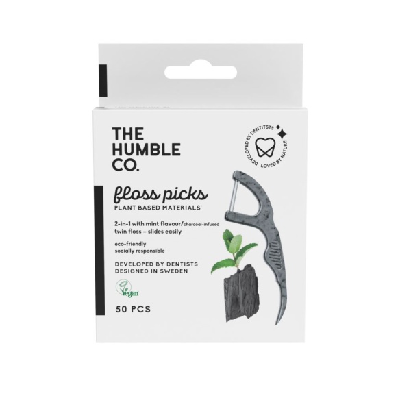The Humble Co. Floss Picks Original Tandtrådsbyglar Charcoal 50 st