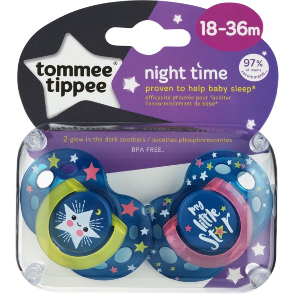 Tommee Tippee Sugnapp Night Time 18-36m 2 st - Olika färger