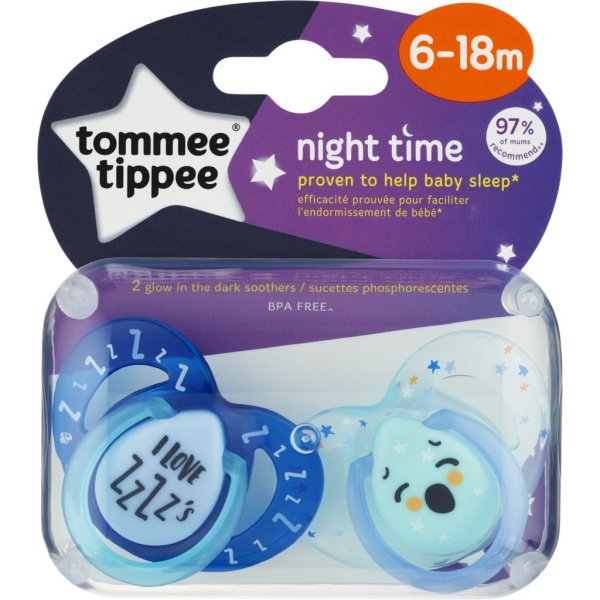 Tommee Tippee Sugnapp night time 6-18 mån 2 st - Olika färger