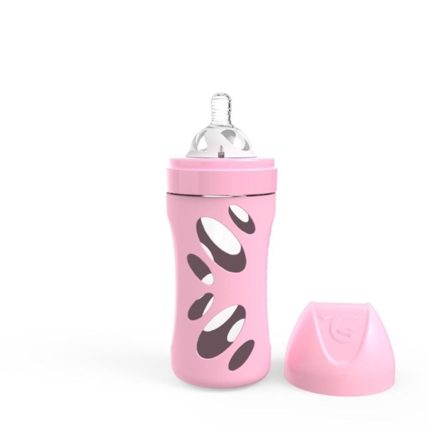 Twistshake Anti-Colic Glass Bottle 260ml Pastel Pink