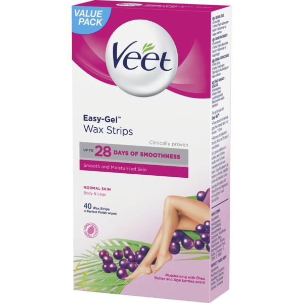 Veet Easy-Gel Wax Strips Normal Skin Body & Legs 40 st