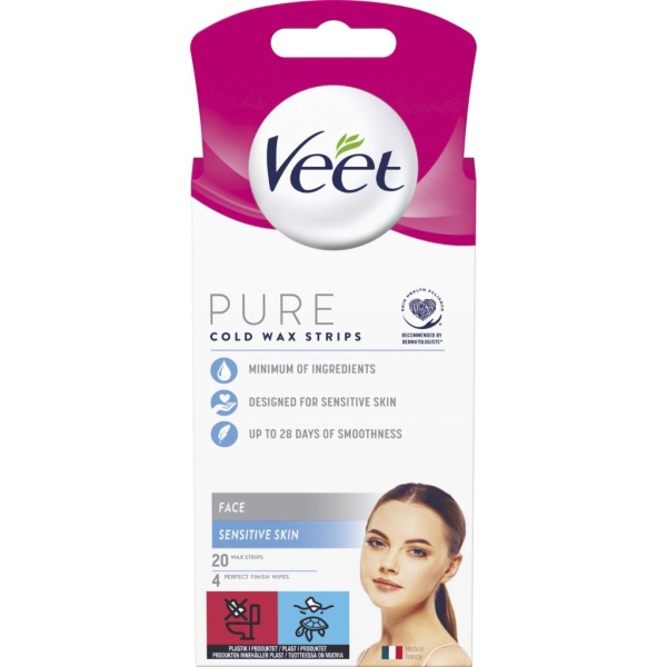 Veet Pure Cold Wax Strips Face Sensitive Skin 20 st
