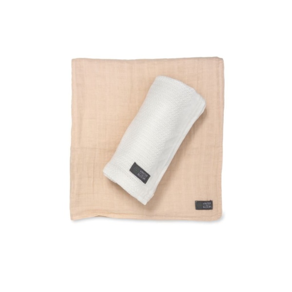 Vinter & Bloom Soft Grid+Muslin EKO Vit/Beige 2 st