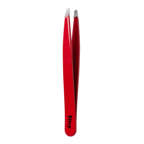 Vitry Professional Tweezer Slant Ends Stainless Steel Red 1 st