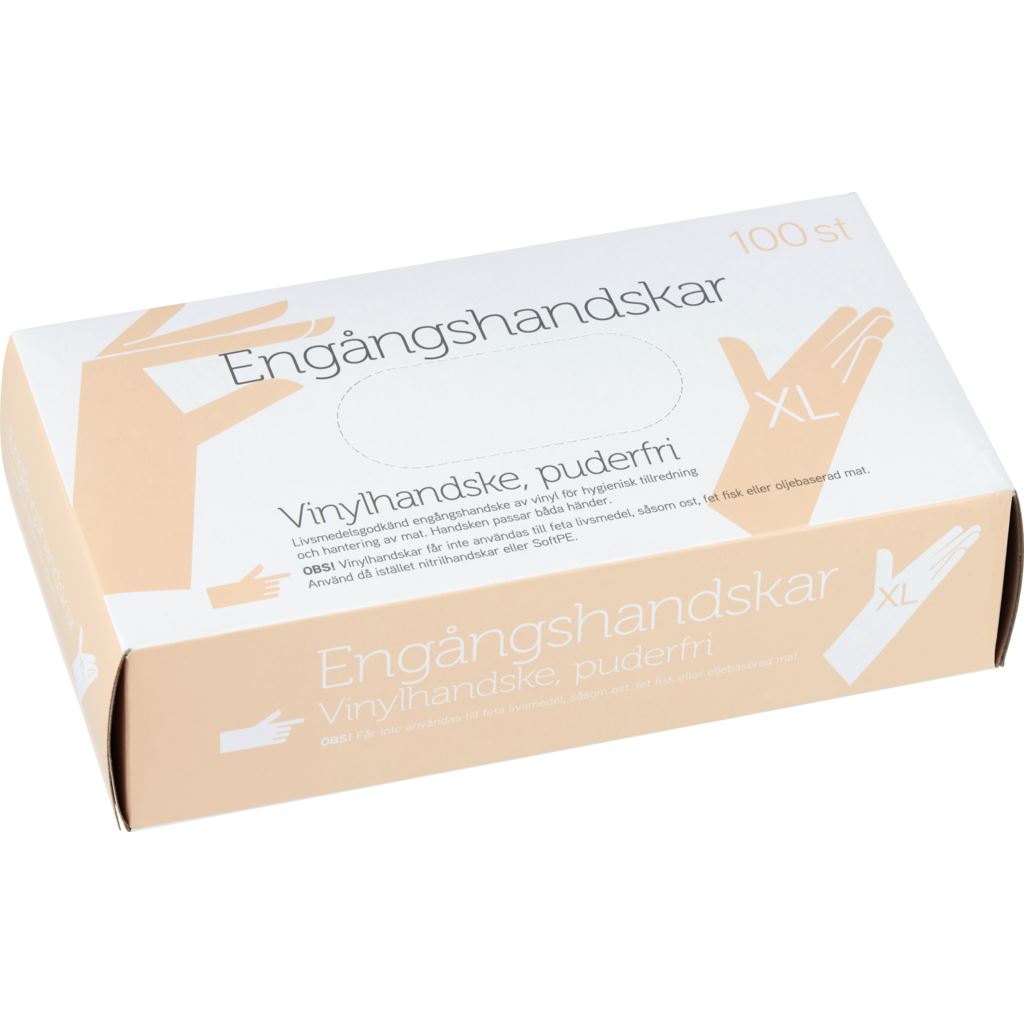 fixa Engångshandskar Vinyl Puderfria XL 100 st