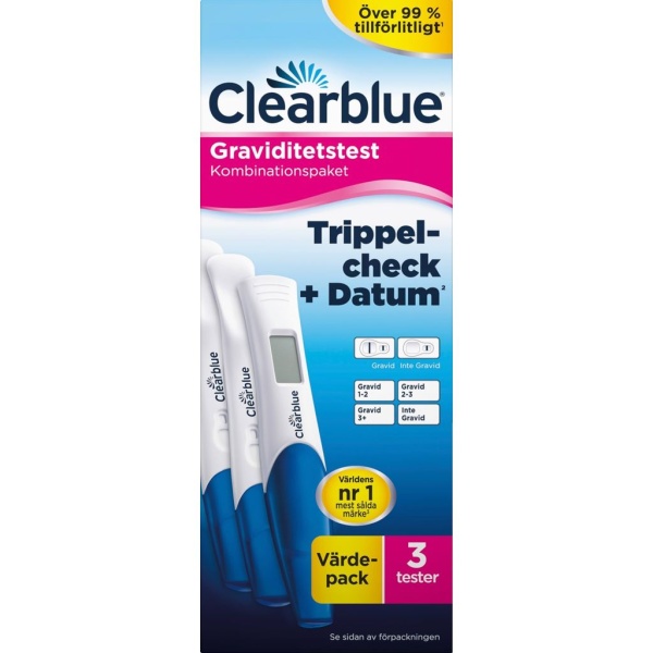 Clearblue Trippelcheck + Datum Kombinationspaket Graviditetstest 3 st