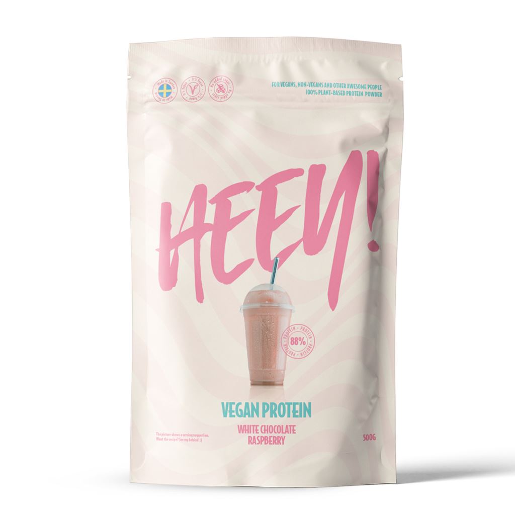 Heey! Veganskt Protein Vit Choklad & Hallon 500g