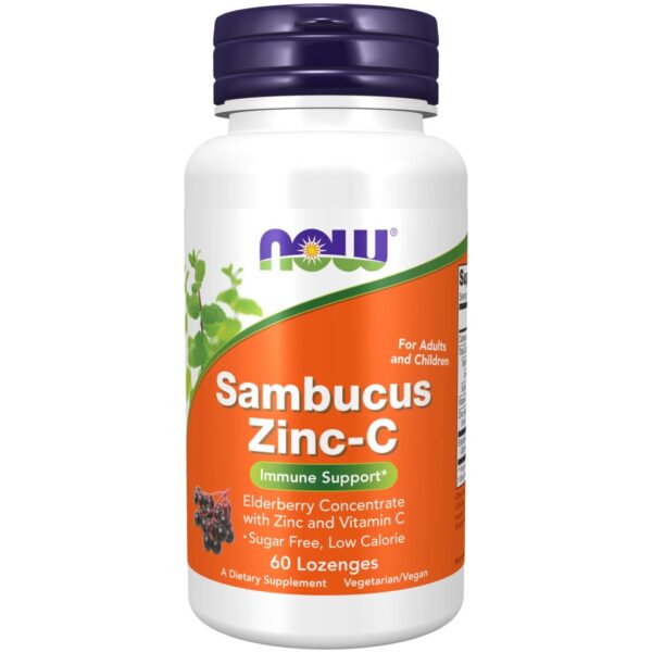 NOW Sambuscus Zink + C 60 sugtabletter