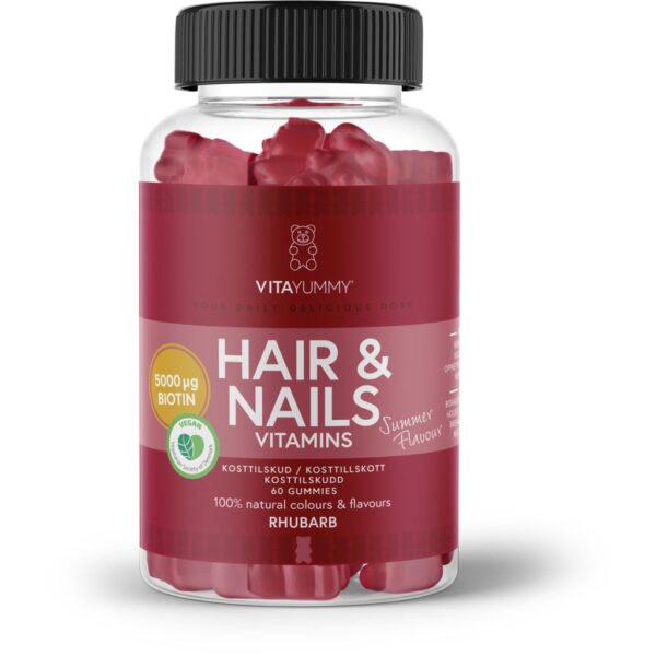 VitaYummy Hair & Nails Rhubarb 60 tuggtabletter