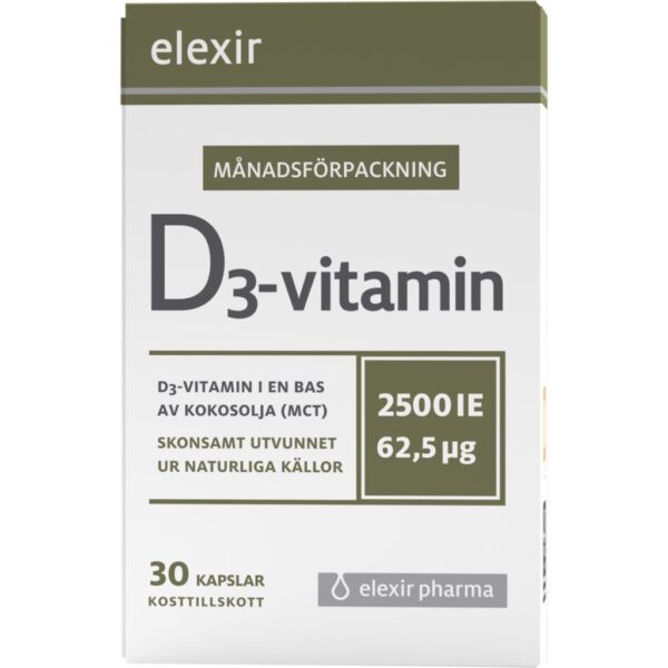 Elexir Pharma D3-vitamin 2500IE 30 kapslar