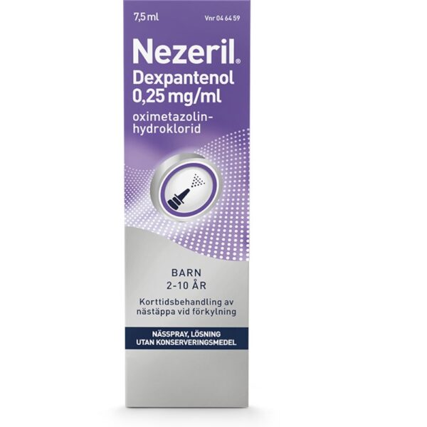 Nezeril Dexpantenol Nässpray, lösning 0,25mg/ml, 7,5ml