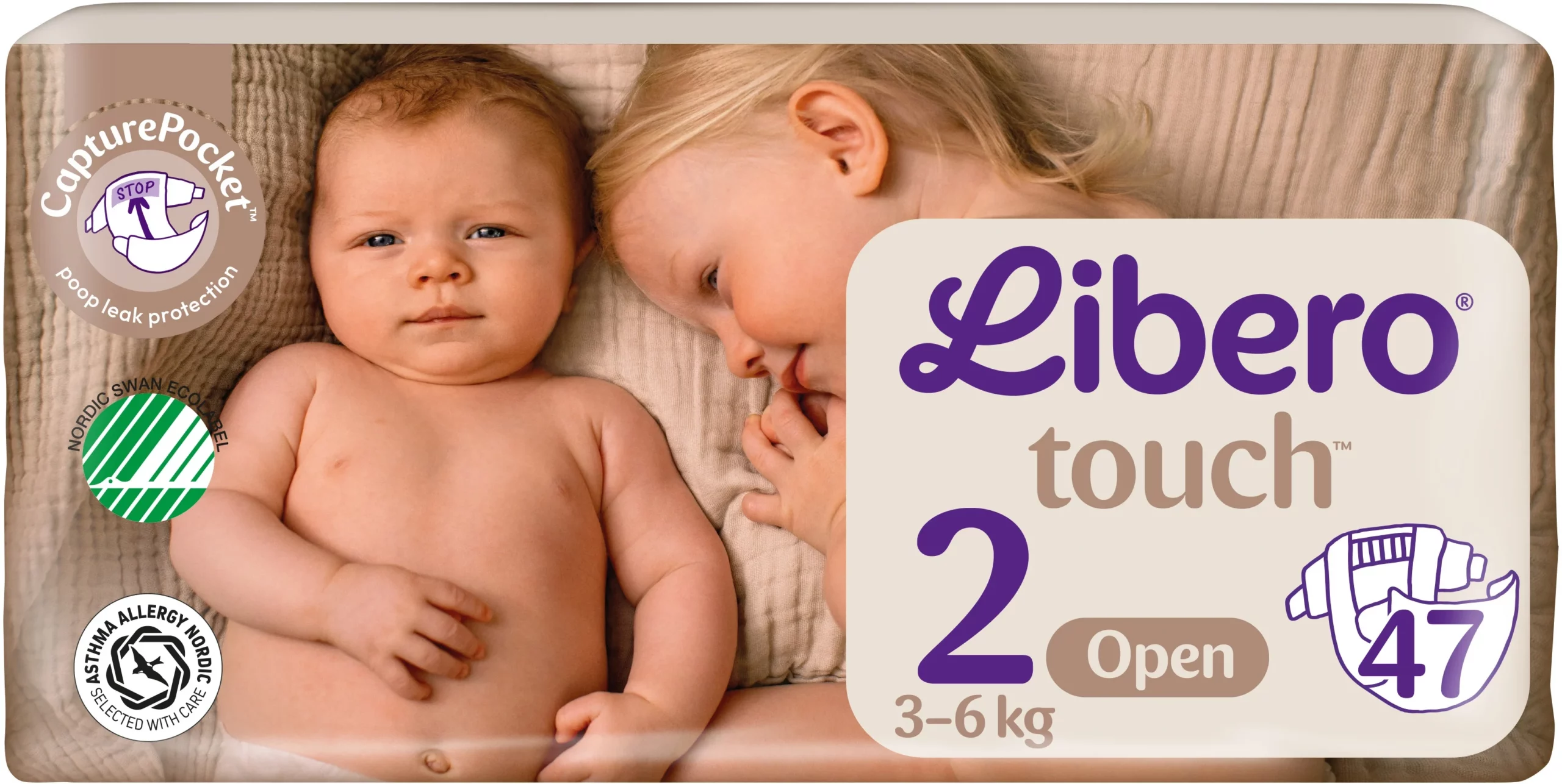 Libero Touch 2 Öppen Blöja 3-6 kg 47 st