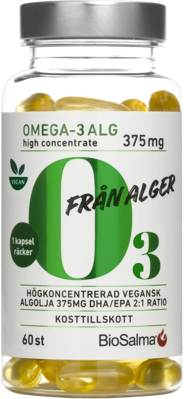 BioSalma Omega-3 av Alg 375 mg DHA/EPA 60 kapslar