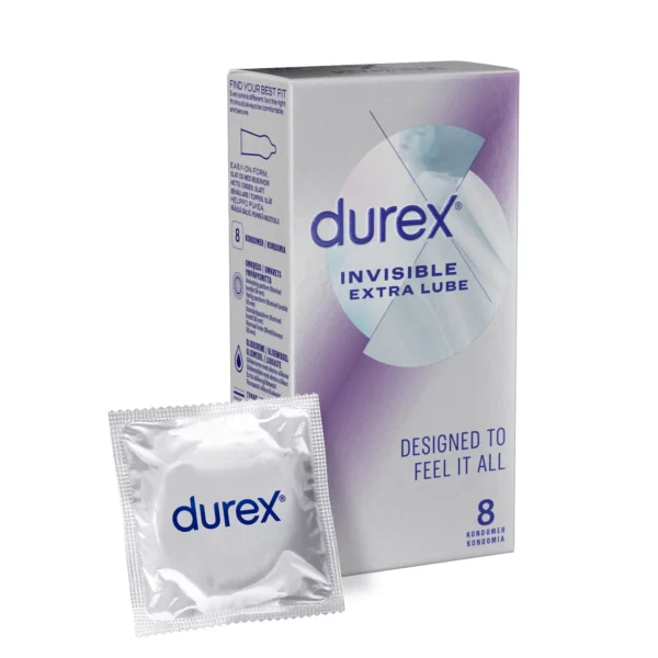 Durex Invisible Extra Lube Kondomer 8 st