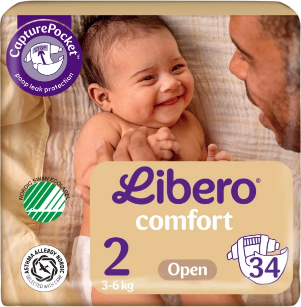 Libero Comfort 2 Öppen Blöja 3-6 kg 34 st