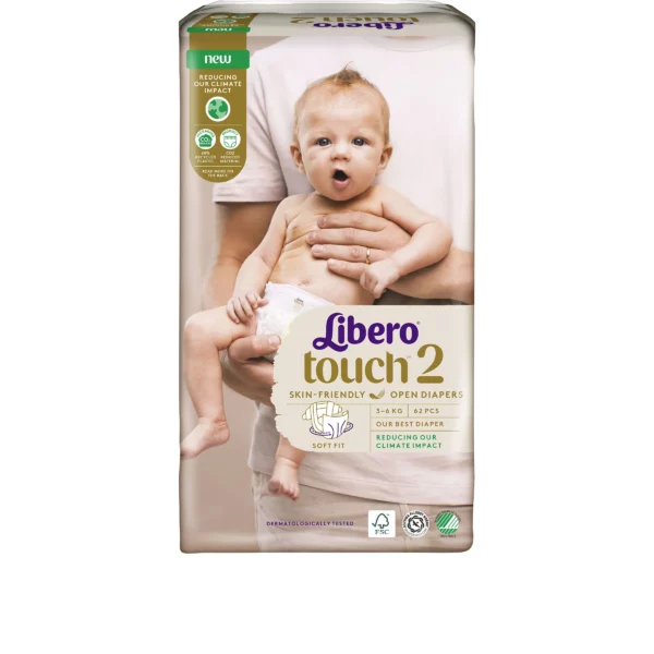 Libero Touch 2 Öppen Blöja 3-6 kg, 62 st