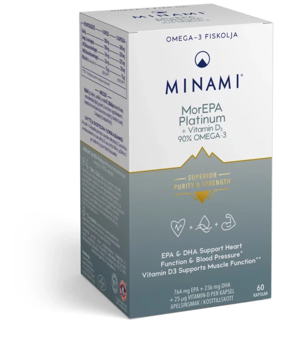 Minami MorEPA Platinum 90% Omega-3 med D-vitamin 60 st