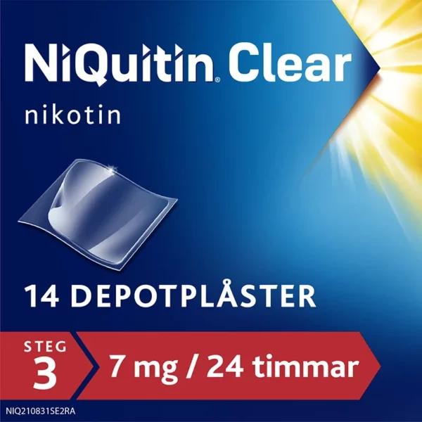 NiQuitin Clear Depotplåster 7mg/24timmar Plåster, 14st