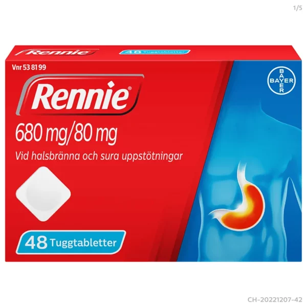 Rennie tuggtablett 680 mg/80 mg 48 st